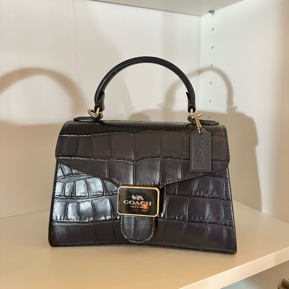 Coach Dark Navy Croc-Embossed Crossbody Bag